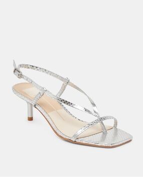 NWT Dolce Vita Laury Silver Metallic Strappy Slingback Sandals